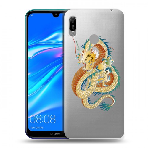 Полупрозрачный дизайнерский пластиковый чехол для Huawei Y6 (2019) Прозрачные Драконы