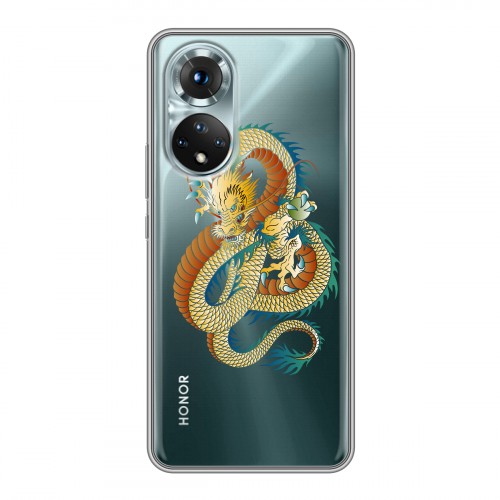 Полупрозрачный дизайнерский пластиковый чехол для Huawei Honor 50 Прозрачные Драконы