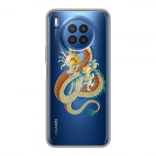 Полупрозрачный дизайнерский пластиковый чехол для Huawei Nova 8i Прозрачные Драконы