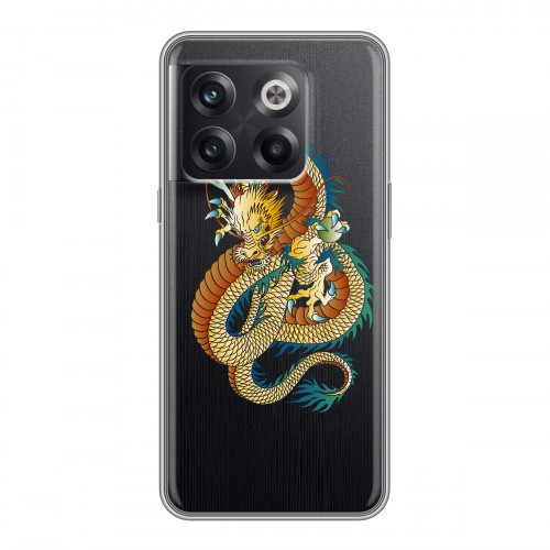 Полупрозрачный дизайнерский пластиковый чехол для OnePlus 10T Прозрачные Драконы