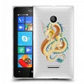 Полупрозрачный дизайнерский пластиковый чехол для Microsoft Lumia 435 Прозрачные Драконы