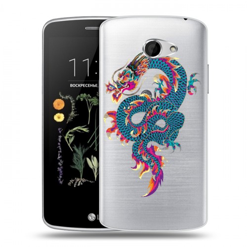 Полупрозрачный дизайнерский силиконовый чехол для LG K5 Прозрачные Драконы