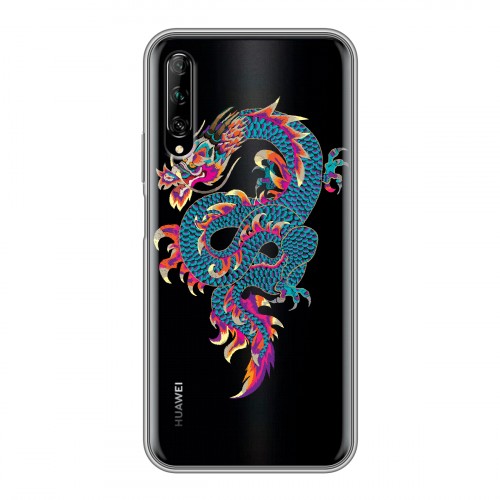 Полупрозрачный дизайнерский силиконовый чехол для Huawei Y9s Прозрачные Драконы