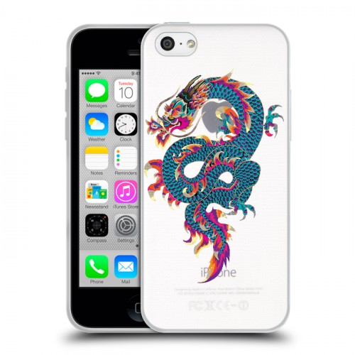 Полупрозрачный дизайнерский пластиковый чехол для Iphone 5c Прозрачные Драконы