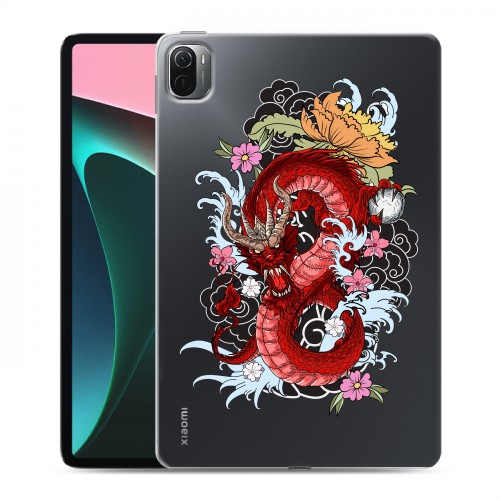 Полупрозрачный дизайнерский силиконовый чехол для Xiaomi Pad 5 Прозрачные Драконы