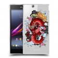 Полупрозрачный дизайнерский пластиковый чехол для Sony Xperia Z Ultra  Прозрачные Драконы