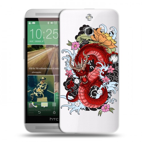 Полупрозрачный дизайнерский пластиковый чехол для HTC One E8 Прозрачные Драконы