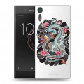 Полупрозрачный дизайнерский пластиковый чехол для Sony Xperia XZs Прозрачные Драконы