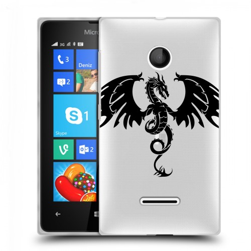 Полупрозрачный дизайнерский пластиковый чехол для Microsoft Lumia 435 Прозрачные Драконы