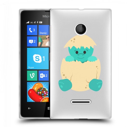 Полупрозрачный дизайнерский пластиковый чехол для Microsoft Lumia 435 Прозрачные Драконы