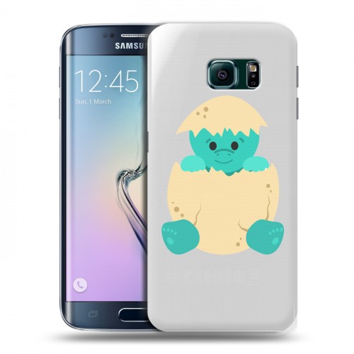 Полупрозрачный дизайнерский пластиковый чехол для Samsung Galaxy S6 Edge Прозрачные Драконы