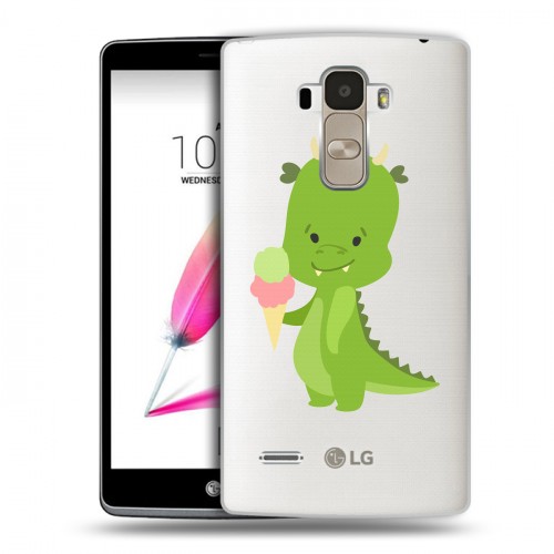 Полупрозрачный дизайнерский пластиковый чехол для LG G4 Stylus Прозрачные Драконы