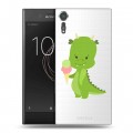 Полупрозрачный дизайнерский пластиковый чехол для Sony Xperia XZs Прозрачные Драконы