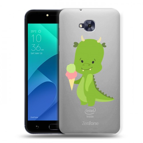 Полупрозрачный дизайнерский пластиковый чехол для ASUS ZenFone 4 Selfie Прозрачные Драконы