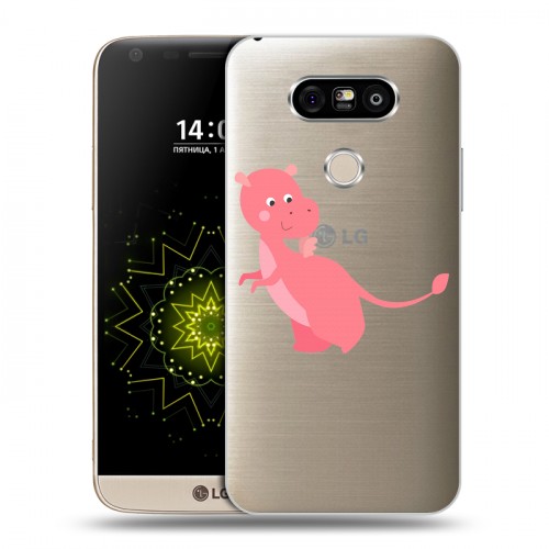 Полупрозрачный дизайнерский пластиковый чехол для LG G5 Прозрачные Драконы