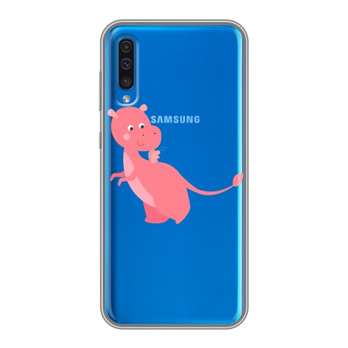 Полупрозрачный дизайнерский пластиковый чехол для Samsung Galaxy A50 Прозрачные Драконы