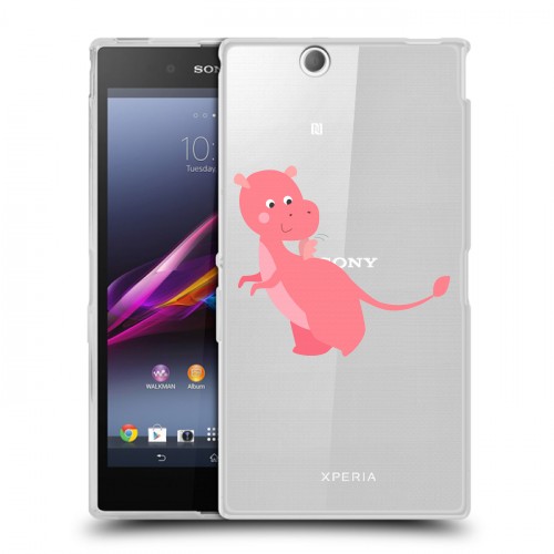 Полупрозрачный дизайнерский пластиковый чехол для Sony Xperia Z Ultra  Прозрачные Драконы