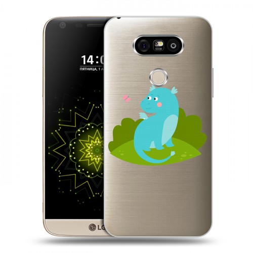 Полупрозрачный дизайнерский пластиковый чехол для LG G5 Прозрачные Драконы