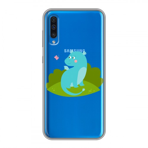 Полупрозрачный дизайнерский силиконовый чехол для Samsung Galaxy A50 Прозрачные Драконы