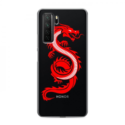 Полупрозрачный дизайнерский силиконовый с усиленными углами чехол для Huawei Honor 30S Прозрачные Драконы