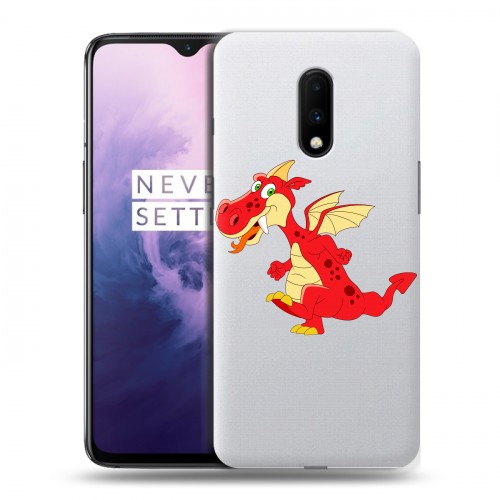 Полупрозрачный дизайнерский пластиковый чехол для OnePlus 7 Прозрачные Драконы