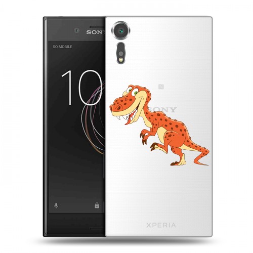 Полупрозрачный дизайнерский пластиковый чехол для Sony Xperia XZs Прозрачные Драконы