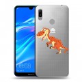 Полупрозрачный дизайнерский пластиковый чехол для Huawei Y6 (2019) Прозрачные Драконы