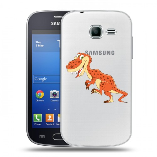 Полупрозрачный дизайнерский пластиковый чехол для Samsung Galaxy Trend Lite Прозрачные Драконы