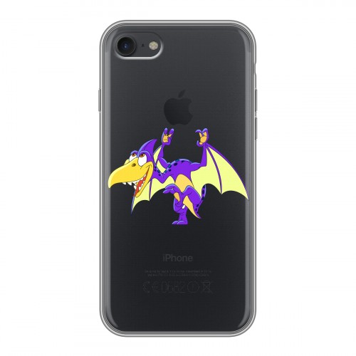 Полупрозрачный дизайнерский силиконовый чехол для Iphone 7 Прозрачные Драконы