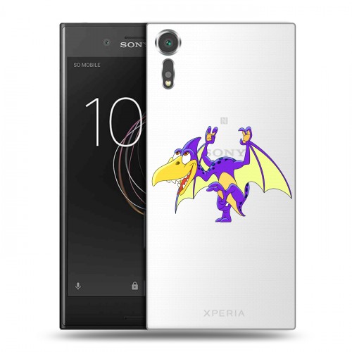 Полупрозрачный дизайнерский пластиковый чехол для Sony Xperia XZs Прозрачные Драконы