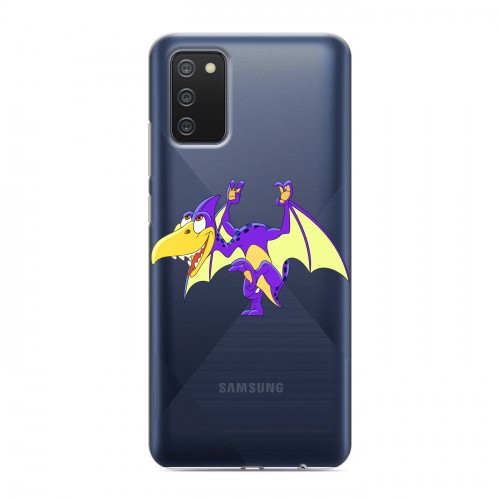 Полупрозрачный дизайнерский пластиковый чехол для Samsung Galaxy A02s Прозрачные Драконы