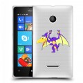 Полупрозрачный дизайнерский пластиковый чехол для Microsoft Lumia 435 Прозрачные Драконы