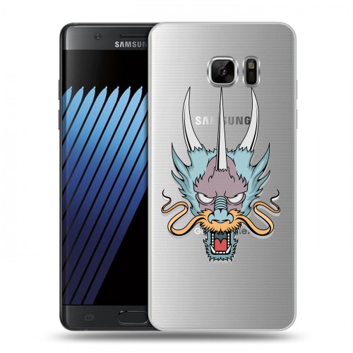Полупрозрачный дизайнерский пластиковый чехол для Samsung Galaxy Note 7 Прозрачные Драконы