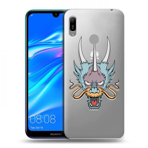 Полупрозрачный дизайнерский пластиковый чехол для Huawei Y6 (2019) Прозрачные Драконы