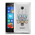 Полупрозрачный дизайнерский пластиковый чехол для Microsoft Lumia 435 Прозрачные Драконы