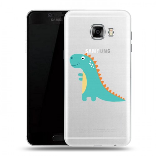 Полупрозрачный дизайнерский пластиковый чехол для Samsung Galaxy C5 Прозрачные Драконы