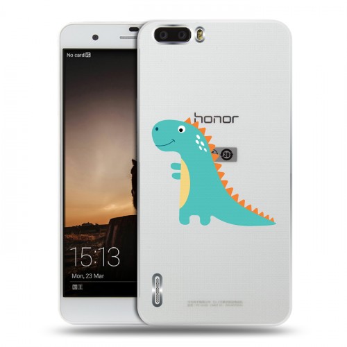 Полупрозрачный дизайнерский силиконовый чехол для Huawei Honor 6 Plus Прозрачные Драконы