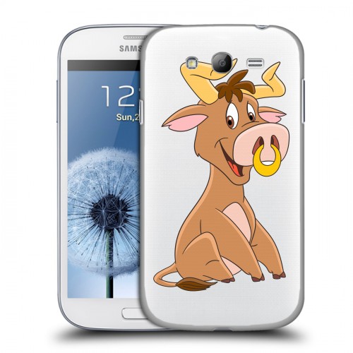 Полупрозрачный дизайнерский пластиковый чехол для Samsung Galaxy Grand Прозрачные быки