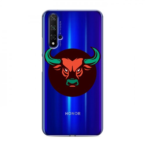 Полупрозрачный дизайнерский пластиковый чехол для Huawei Honor 20 Прозрачные быки