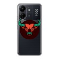 Полупрозрачный дизайнерский силиконовый чехол для Xiaomi Poco C65 Прозрачные быки