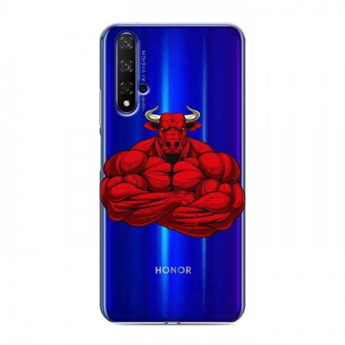 Полупрозрачный дизайнерский пластиковый чехол для Huawei Honor 20 Прозрачные быки