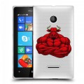 Полупрозрачный дизайнерский пластиковый чехол для Microsoft Lumia 435 Прозрачные быки