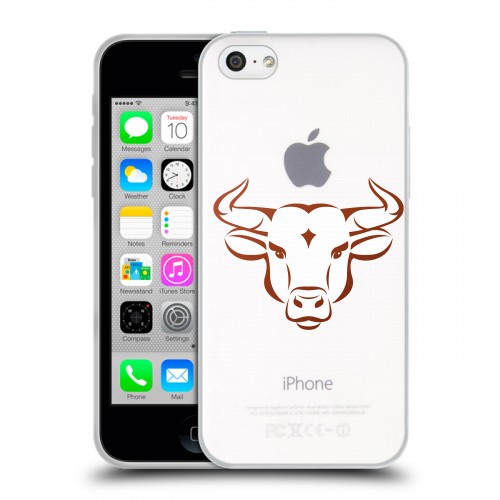 Полупрозрачный дизайнерский пластиковый чехол для Iphone 5c Прозрачные быки