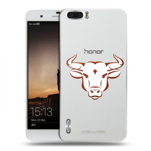 Полупрозрачный дизайнерский пластиковый чехол для Huawei Honor 6 Plus Прозрачные быки