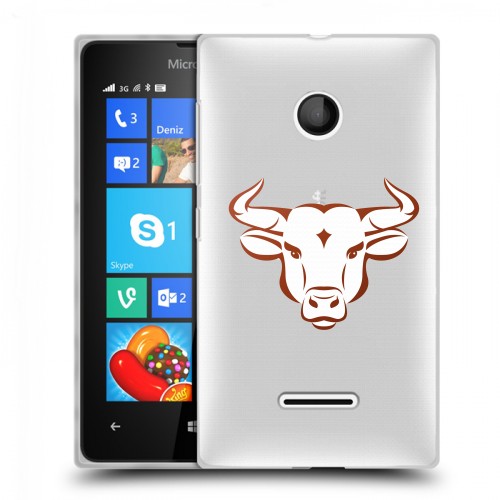 Полупрозрачный дизайнерский пластиковый чехол для Microsoft Lumia 435 Прозрачные быки