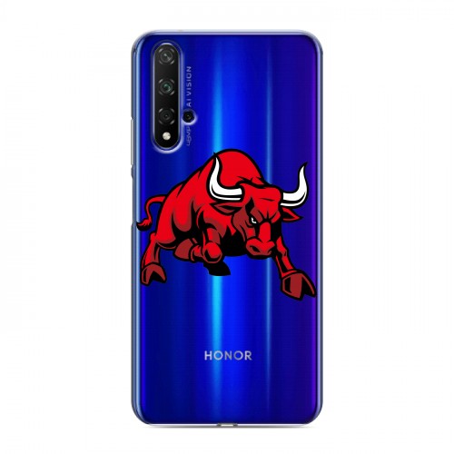 Полупрозрачный дизайнерский пластиковый чехол для Huawei Honor 20 Прозрачные быки