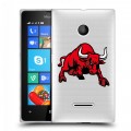 Полупрозрачный дизайнерский пластиковый чехол для Microsoft Lumia 435 Прозрачные быки