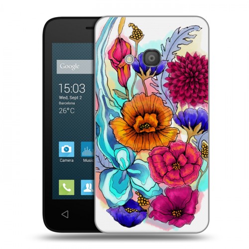Дизайнерский силиконовый чехол для Alcatel One Touch Pixi 4 (4) Цветочная акварель