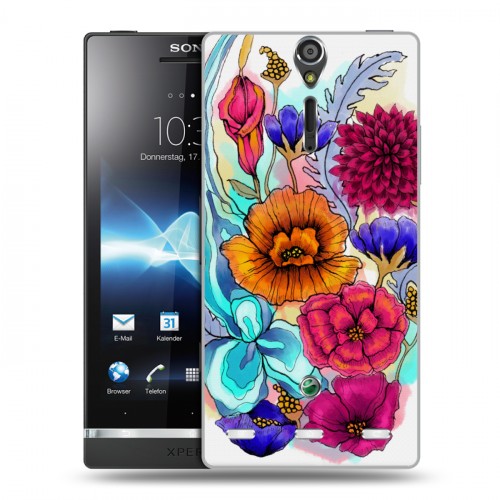 Дизайнерский пластиковый чехол для Sony Xperia S Цветочная акварель