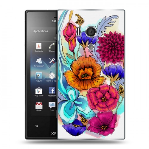 Дизайнерский пластиковый чехол для Sony Xperia acro S Цветочная акварель